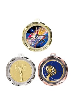 MÉDAILLE PERSONNALISABLE EN Ø70 MM. RÉF : Q-044 - FINITION OR-ARG-BRZ - RÉF FSP-Q-044