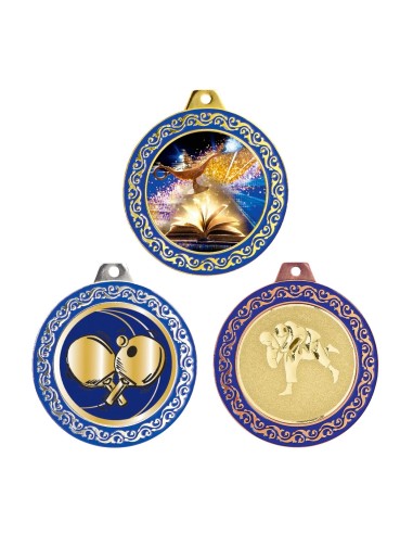 MÉDAILLE PERSONNALISABLE EN Ø70 MM. RÉF : Q-072 - FINITION OR-ARG-BRZ - RÉF FSP-Q-072