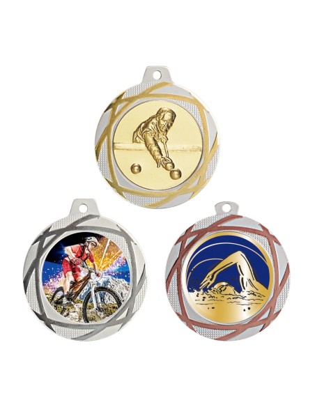 MÉDAILLE PERSONNALISABLE EN Ø70 MM. RÉF : Q-080 - FINITION OR-ARG-BRZ - RÉF FSP-Q-080