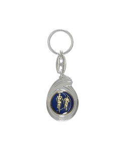 PORTE CLEF PERSONNALISABLE ARGENT 50MM PASTILLE 25MM FSP-KC04