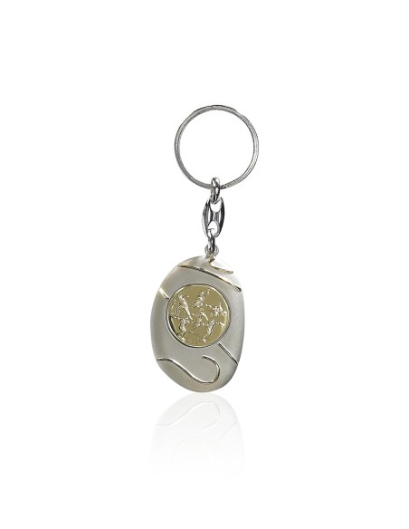 PORTE CLEF PERSONNALISABLE ARGENT 55MM PASTILLE 25MM FSP-KC13