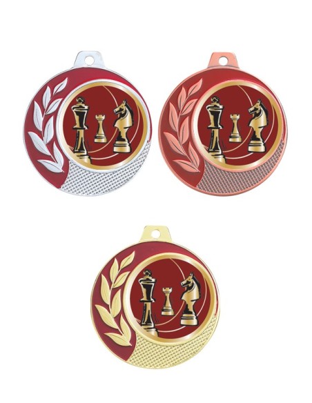 MEDAILLE 70MM 027D ECHECS Or 3 couleurs