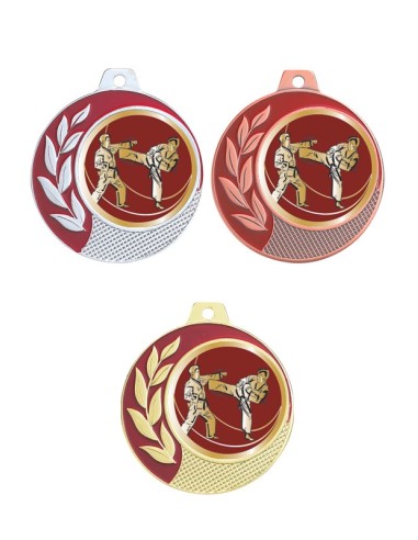 MEDAILLE 70MM 027D KARATE Or 3 couleurs