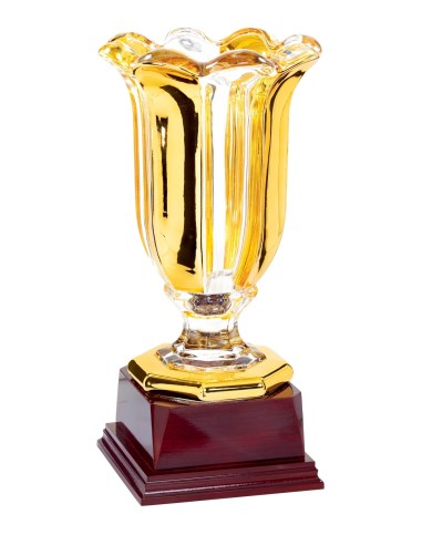 Coupe Prestige Verre - 30 cm - Or et Transparent - Réf FSP-7181