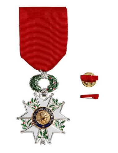 Croix de Chevalier de l’Ordre de la Légion d’Honneur Chevalier en bronze Argenté. Fixe ruban hommes ou femmes en option.
