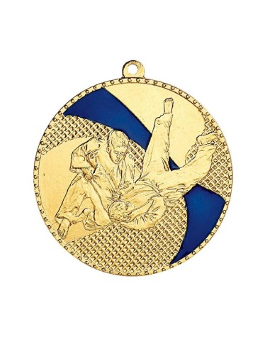 Médaille estampée fer Judo 50mm Or, Argent et Bronze / Bleu