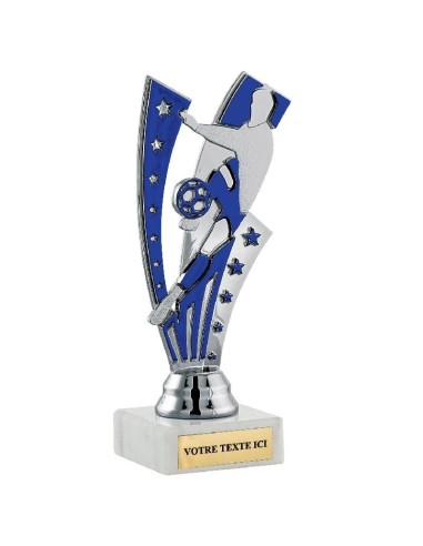 Trophée foot argent/bleu 16cm - Vendu par lot de 12