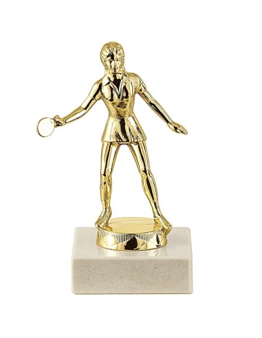 Trophée sujet métal or tennis de table feminin hauteur 12cm 