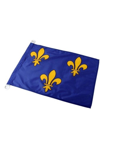 Impression en numérique sur maille 115g. Hauteur de mât 6 m. Ourlet 2 aiguilles sur le tour. Sangle de renfort + anneaux PVC anti UV haut et bas. Dimension : 120x180 cm