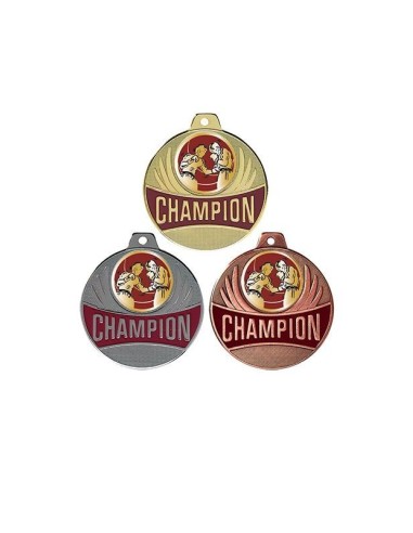 MEDAILLE 50MM CHAMPION BOXE Or 3 couleurs