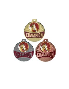 MEDAILLE 50MM CHAMPION CHEVAL Or 3 couleurs