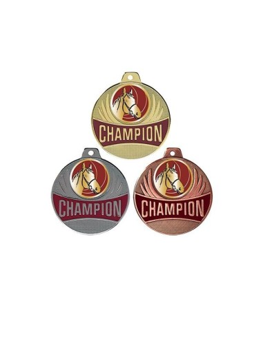 MEDAILLE 50MM CHAMPION CHEVAL Or 3 couleurs