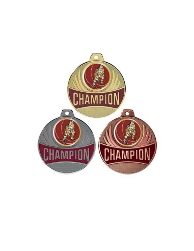 MEDAILLE 50MM CHAMPION HOCKEY Or 3 couleurs