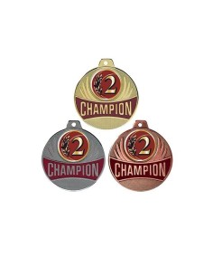 MEDAILLE 50MM CHAMPION N°2 Or 3 couleurs