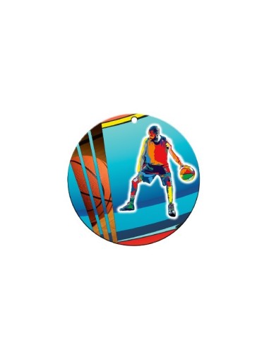 Médaille basket masculin en céramique - Diamètre : 70mm - Marquage au dos en option : Étiquette adhésive ou Gravure. Avec son design résolument moderne et ses couleurs vives, cette médaille fera le bonheur de vos gagnants, coéquipiers, entraîneurs et invités