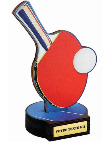 Trophée bois tennis de table hauteur 20 cm