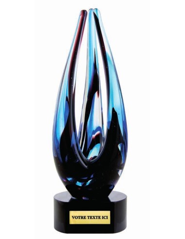 Trophée verre soufflé noir(e) hauteur 20 cm