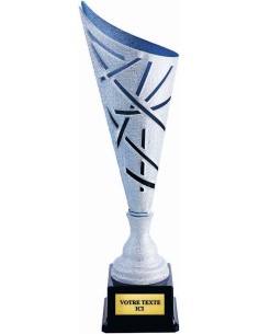 Coupe 100% metal argent/bleu(e) cristal | Récompense de Qualité | CP5271B