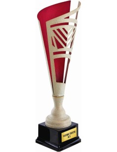 Coupe 100% metal or/rouge cristal | Récompense de Qualité | CP5283C